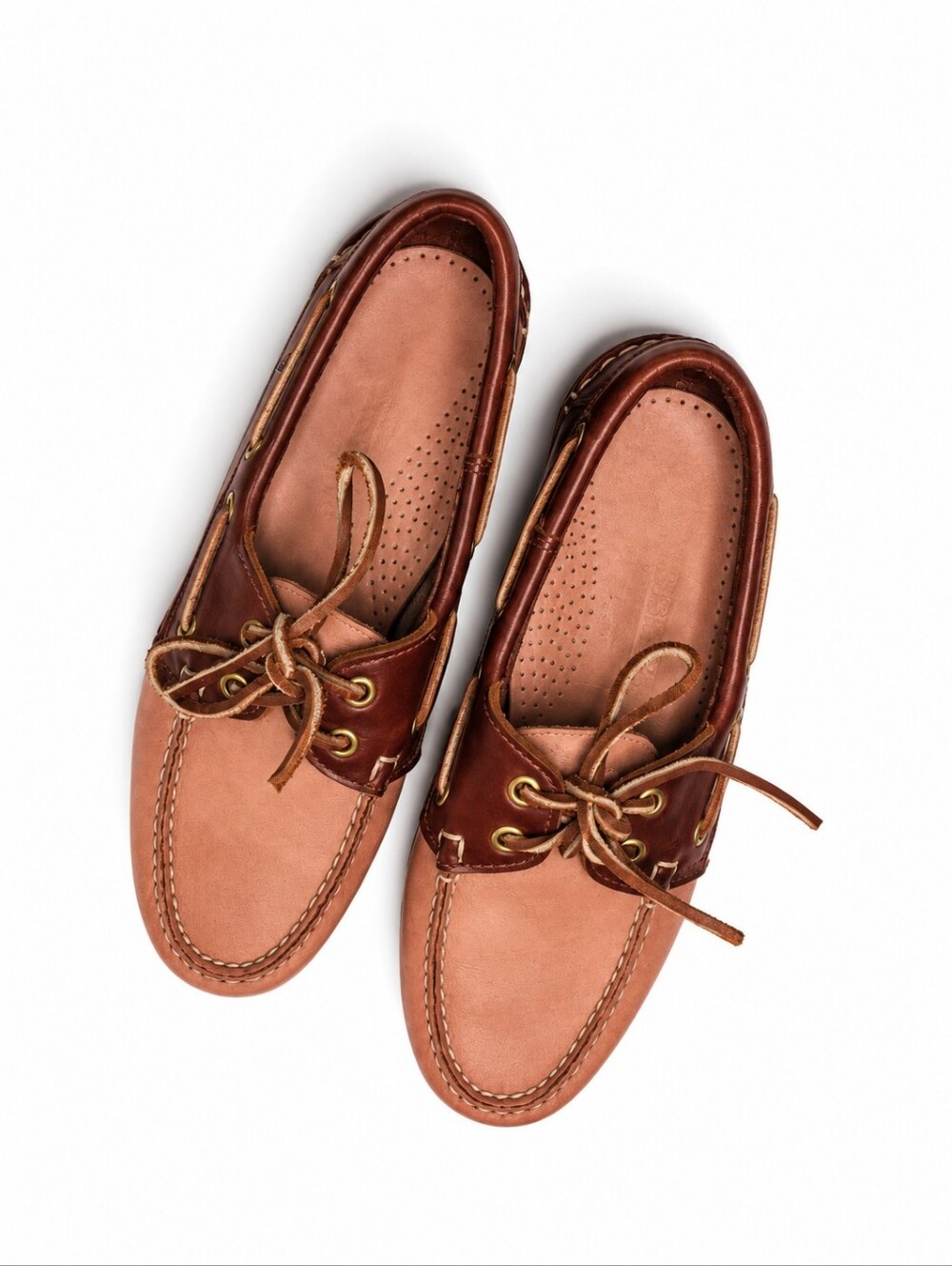 Sebago Two-Tone Tan and Dark Brown Leather Boat Shoes